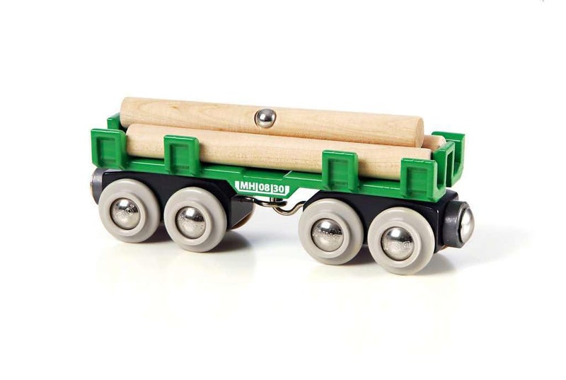 Brio BRIO World - 33696 Lumber Loading Wagon | 4 Piece Toy Train Set for Kids | FSC-Certified Wooden Components | Ideal for Ages 3 and Up - Green  - Image 2