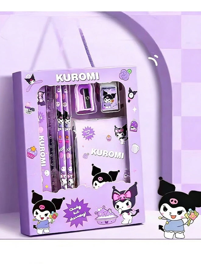 سانريو مجموعة أدوات مدرسية مكونة من 3 قطع لشخصيات كوروومي وسينامورول وماي ميلودي، صندوق هدايا للقرطاسية المدرسية، مناسبة لطلاب المرحلة الابتدائية، تشمل أقلام رصاص، ممحاة، مبراة، إلخ، هدية عيد ميلاد لموسم العودة إلى المدرسة - Image 5