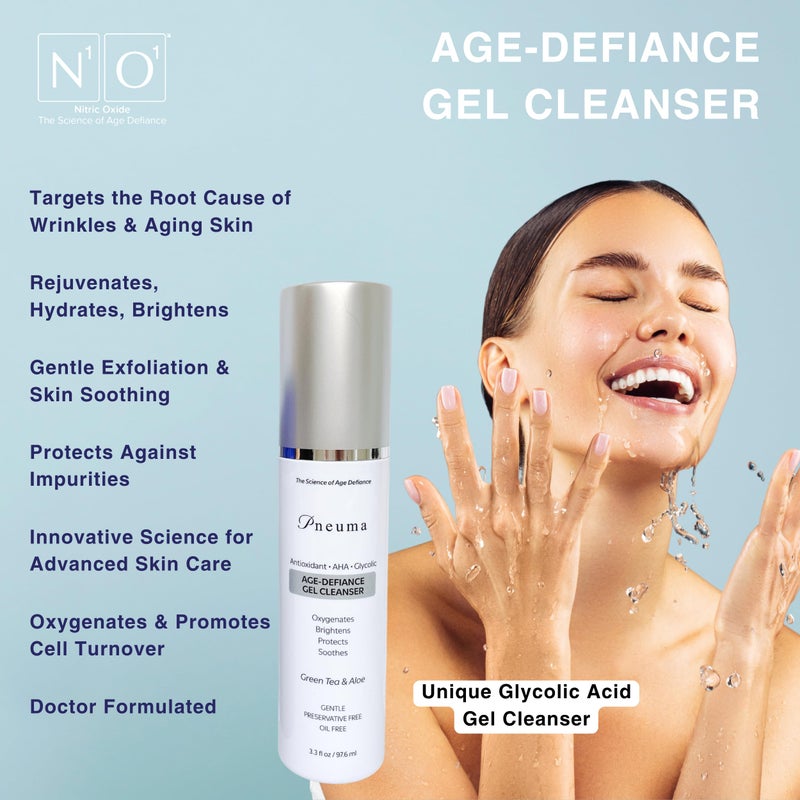 Pneuma Age-Defiance Gel Cleanser with Antioxidant | AHA | Glycolic | Oxygenate, Exfoliate, Protect and Soothes Skin | Gentle Face Cleanser Gel | Green Tea and Aloe - Image 4