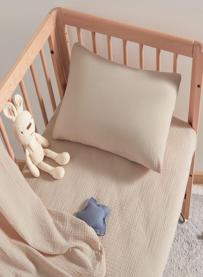 JELLYMONI 2 Pack Muslin Toddler Pillowcase for 13x18 Pillow, 100% Cotton Baby Pillow Case Cover for Bed, Toddler Cot and Travel, Soft & Breathable Baby Kids Envelope Pillowcase, No Pillow - Image 3