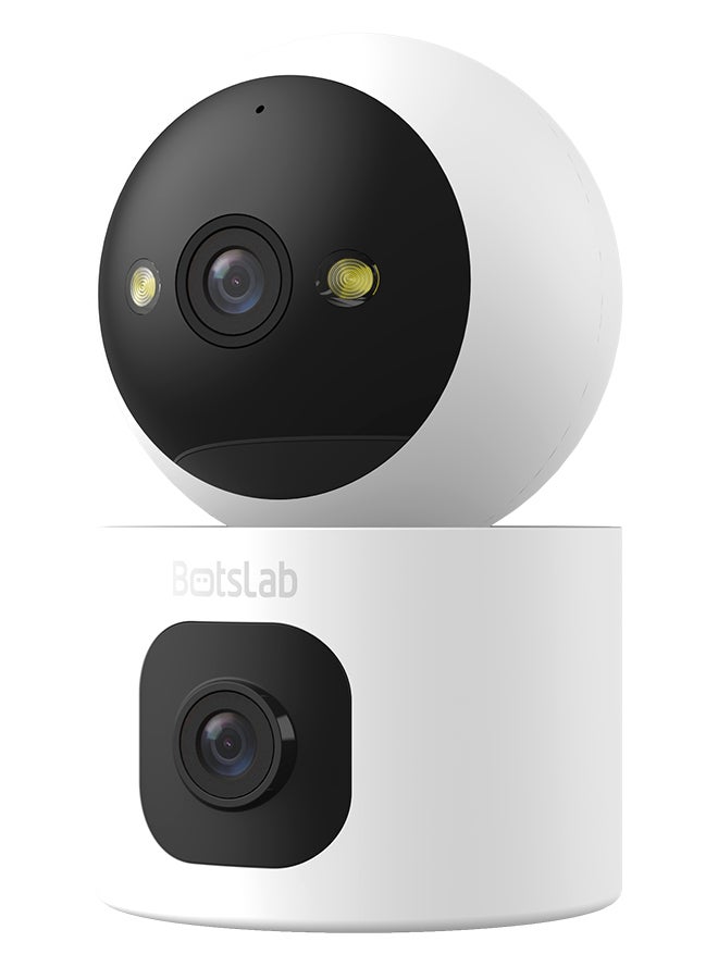 Botslab كاميرا أمان داخلية مزدوجة العدسة بدقة 2K 3MP3MP بيضاء - Image 1