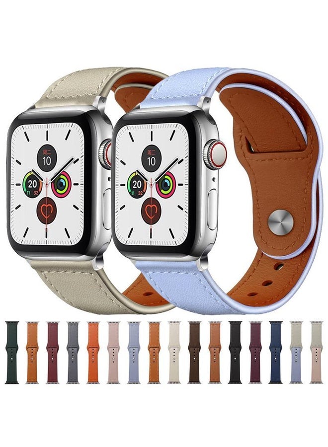 HuHa For Apple Watch 38 / 40 / 41 / S10 42mm xDfind Rivet Buckle Genuine Leather Watch Band(Pink White) - Image 2