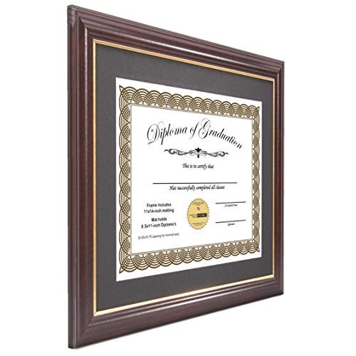 Creative Picture Frames 8.5x11-11x14mh.gold Mahogany Diploma Frame with Gold Rim and Black Matting To Hold 8.5 by 11-inch Graduation Certificate with Easel and installed Hangers - Image 3