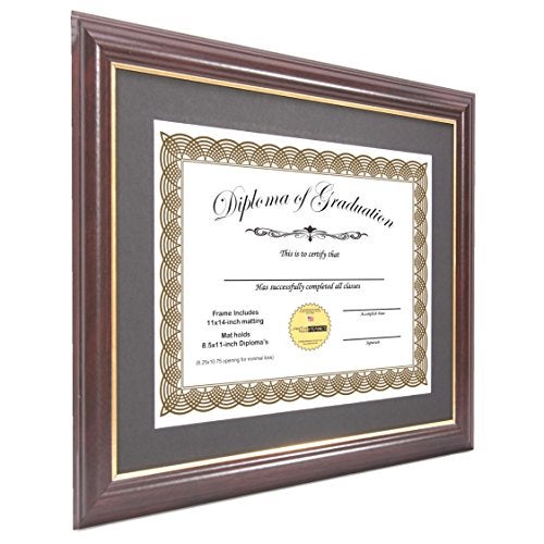 Creative Picture Frames 8.5x11-11x14mh.gold Mahogany Diploma Frame with Gold Rim and Black Matting To Hold 8.5 by 11-inch Graduation Certificate with Easel and installed Hangers - Image 2