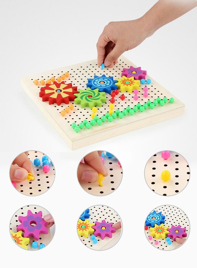 GROIC 283 Pieces Wooden Peg Board Toys Mushroom Nails, 2 in 1 Color Matching Mosaic Pegboard , Button Art Toys for Toddlers , Early Learning Educational Toys for Boys & Girls - Image 5