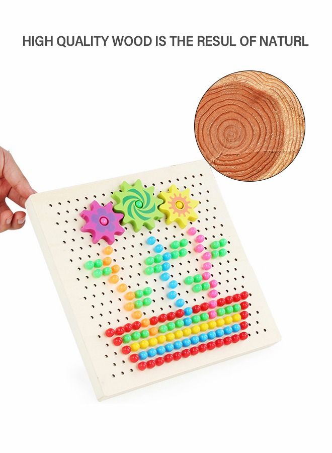 GROIC 283 Pieces Wooden Peg Board Toys Mushroom Nails, 2 in 1 Color Matching Mosaic Pegboard , Button Art Toys for Toddlers , Early Learning Educational Toys for Boys & Girls - Image 3