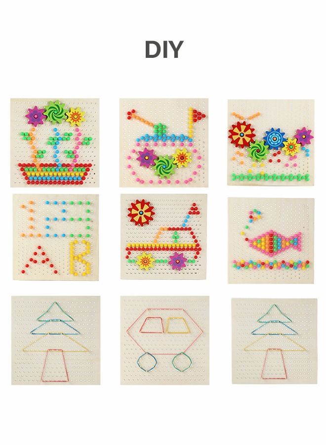 GROIC 283 Pieces Wooden Peg Board Toys Mushroom Nails, 2 in 1 Color Matching Mosaic Pegboard , Button Art Toys for Toddlers , Early Learning Educational Toys for Boys & Girls - Image 2