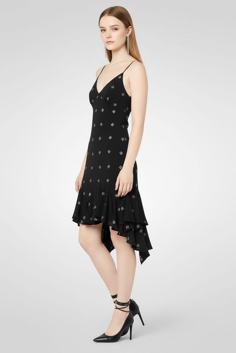 GIVENCHY Women Allover Print Mini Dress, Black - Image 2