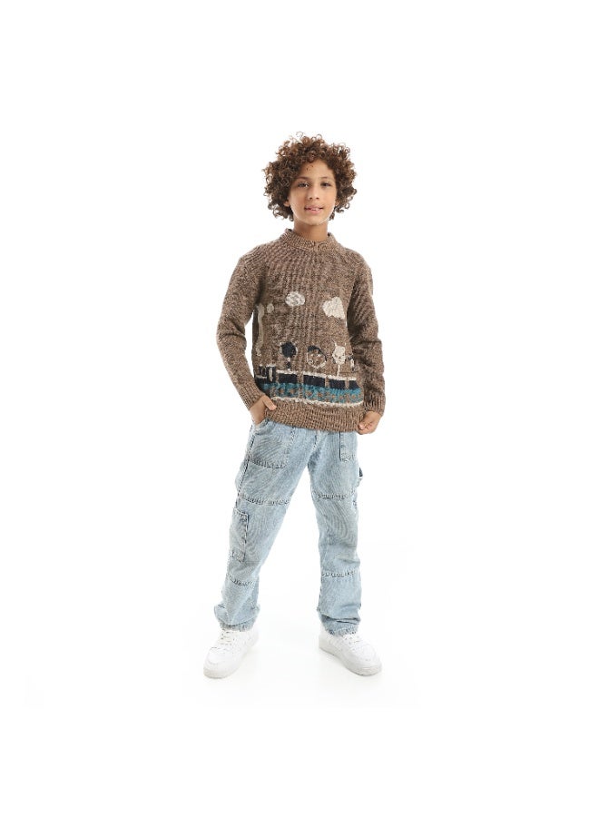 Caesar Boys Knitted Pullover – Brown - Image 4