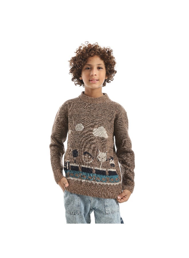 Caesar Boys Knitted Pullover – Brown - Image 1