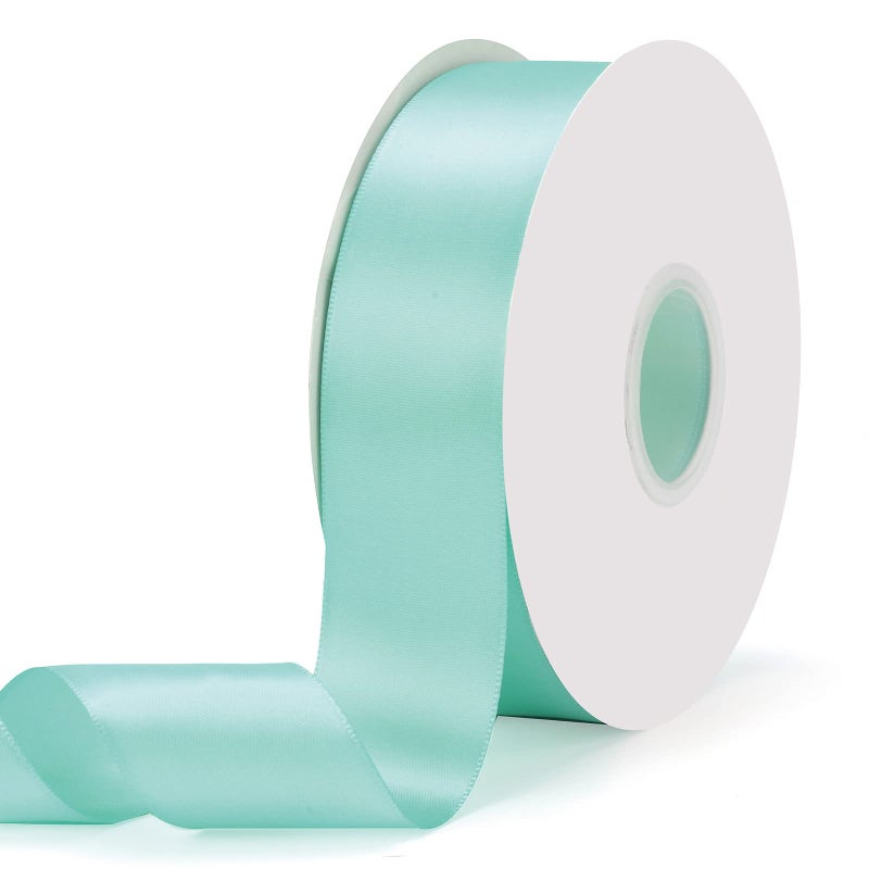 Ewaymado Solid Color Aqua Blue Double Faced Satin Ribbon 112 X 50 Yards Fabric Ribbons Perfect for Wedding and Party DecorationGift Wrapping Sewing Crafts