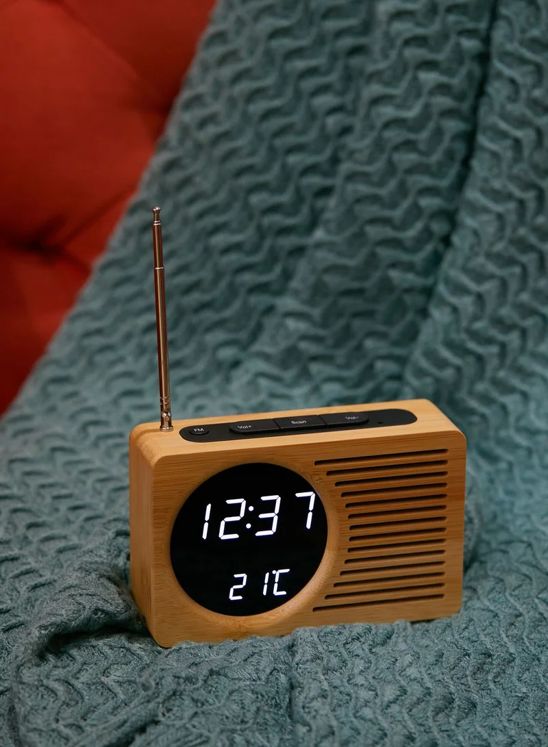 Karlsson Retro Radio Bamboo Alarm Clock