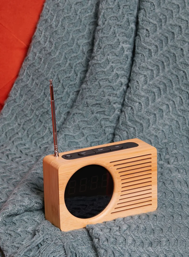 Karlsson Retro Radio Bamboo Alarm Clock