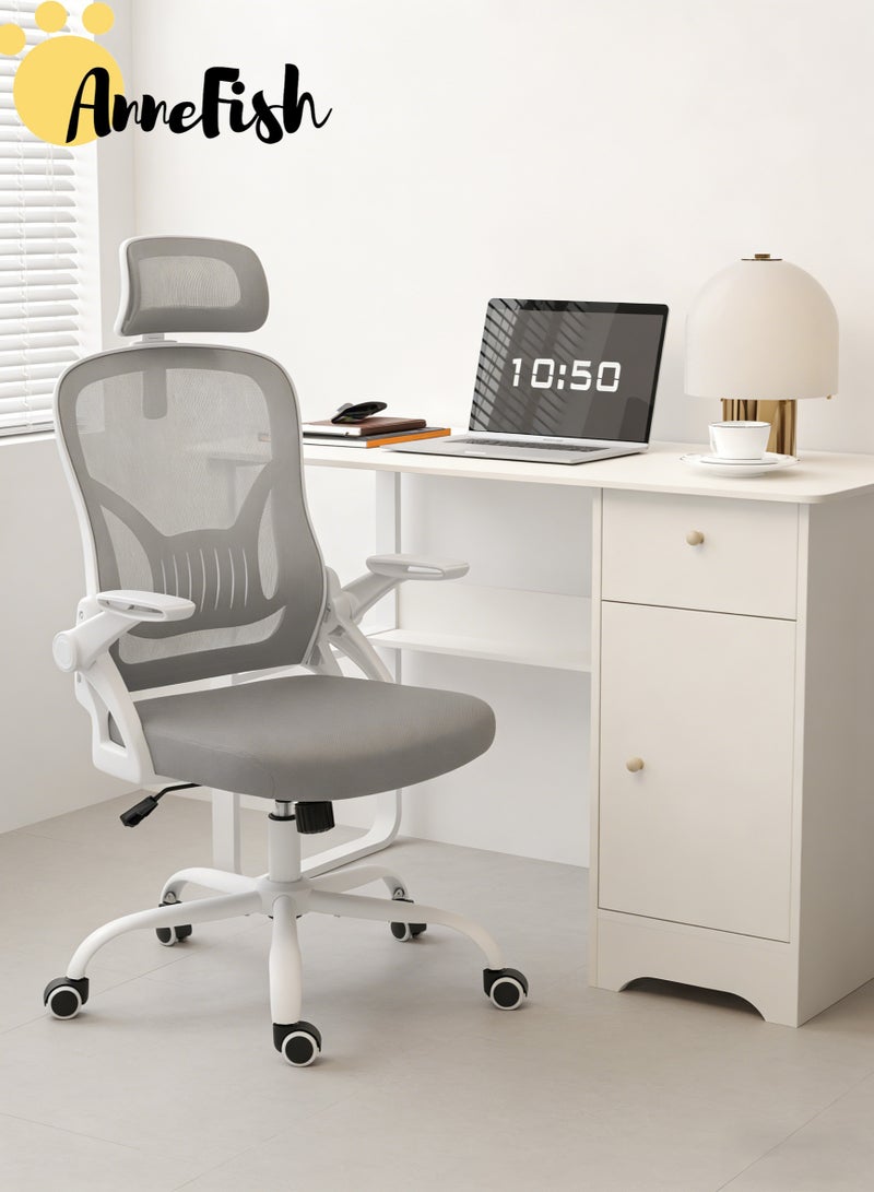آن فش طقم مكتب وكرسي: كرسي مكتب شبكي مريح وطاولة كمبيوتر مكتبية مقاس 100 × 50 سم، كرسي مكتب تنفيذي دوار مريح بمسند ظهر مرتفع مع دعم قطني قابل للتعديل، ومكتب كمبيوتر متعدد الوظائف مع رف تخزين وأدراج. - Image 1
