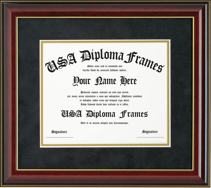 USADiplomaFrames Glossy Cherry Mahogany with Gold Trim Diploma Frame 85 x 11 