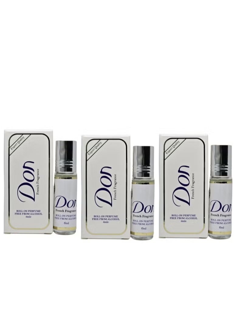 دون 3 حبه عطر دون مركز رول اون برفيوم خالي من الكحول - 6x3 مل - Image 1