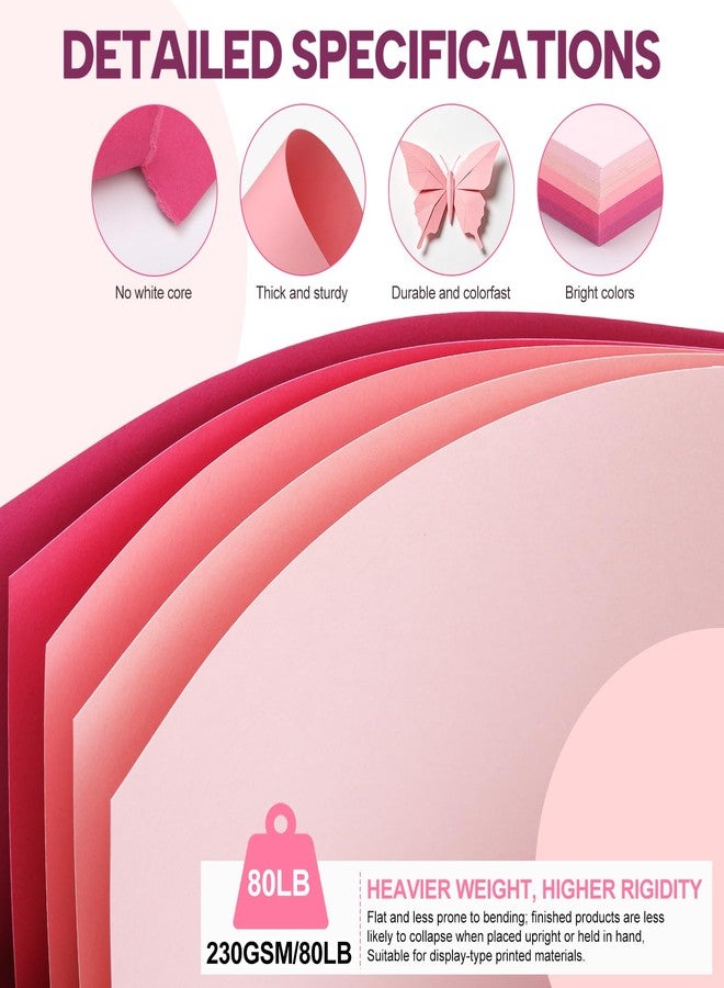 Bupete 30 Sheets 8.5" X 11" Colored Cardstock, 230GSM Pink Heavy Cardstock - Image 3