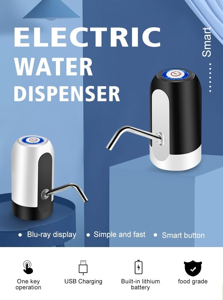 ARDAKI Automatic Water Dispenser Pump for 20 litre Bottle Automatic Wireless Water Can Dispenser Pump USB Rechargeable Electric Drinking Water Bottle Pump for Home Office and Outdoor Low Noise - Image 3
