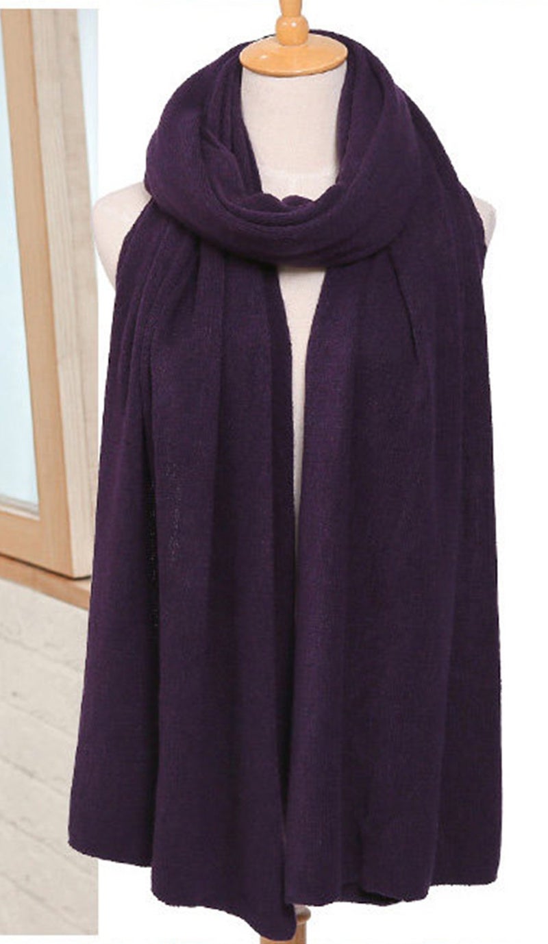 Wander Agio Womens Warm Long Shawl Winter Blanket Scarf Scarf Pure Color Purple - Image 3