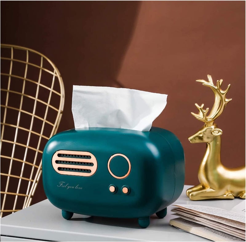 GOPAD Radio Model Tissue Box Vintage Retro Tissue Box Holder for Home Kitchen Dining Table Paper Facial Tissue Dispenser Box Night Stand Desktop Tissue Storage Organizer 1pcs Small - Image 5