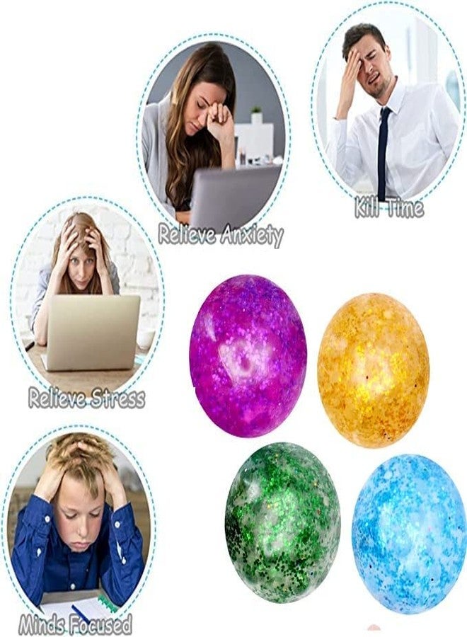 AASA Squishy Stress Ball for Anti-Stress Toy Slime Stress Relief Hand Movement Gag Toy (Multicolor, Set of 4Pcs) - Image 3