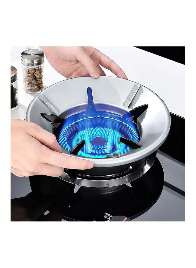 Rylan Silver Gas Saver Burner Stand Gas Chula Burner Gas Saver Stand Jali Ring Fire & Windproof Energy Saving, Gas Chula Support Stand 4 Legs Supported For Indian Gas 0.7Mm (Pack Of 1) Silver - Metal - Image 1