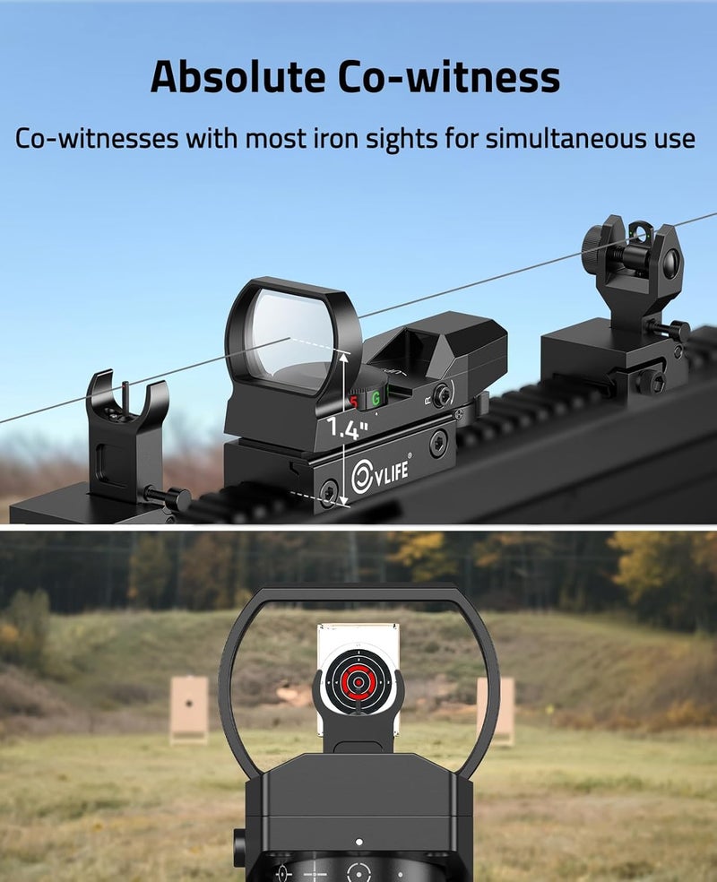 CVLIFE 1X22X33 Red Green Dot Gun Sight Scope Reflex Sight with 20mm Rail - Image 3