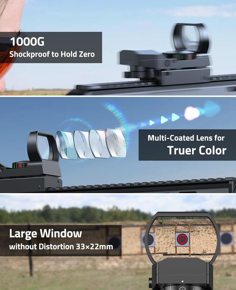 CVLIFE 1X22X33 Red Green Dot Gun Sight Scope Reflex Sight with 20mm Rail - Image 4