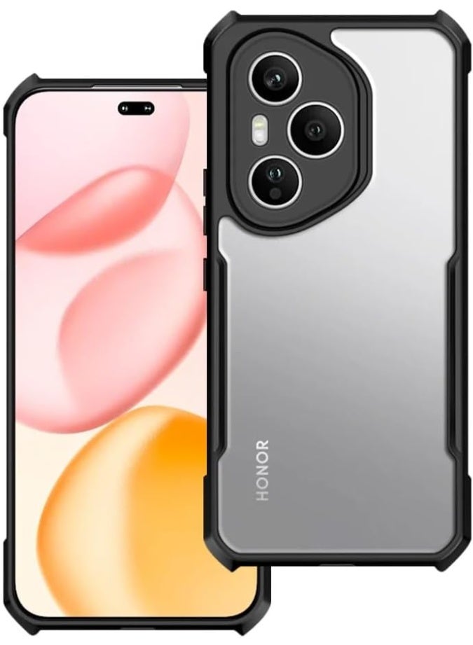 Honor 400 Pro 5G Clear Hard PC Back Cover Case with Shockproof Premium TPU Black Border 360 Degree Impact Resistant Camera lens Protection Transparent Cover For Honor 400 Pro  - Image 3