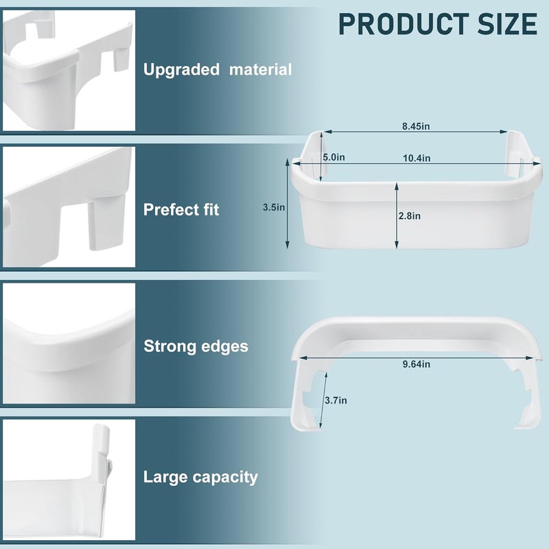 Fetechmate 240351601 Refrigerator Freezer Door Bin Side Shelf Compatible with Ken.more Fri.gidaire Refrigerator Replace 240351607 891154 AP2115974 White Freezer Lower Door Shelf Bin - 2 PACK By - Image 2