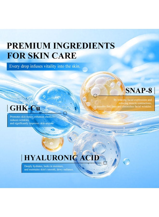 MELAO GHK-Cu SNAP-8 Peptide Serum 30ml - Anti-Wrinkle Firming Brightening Nourishing, Reduces Dynamic & Static Wrinkles, Boosts Collagen, Hydrates Plump Skin For Women - Image 3