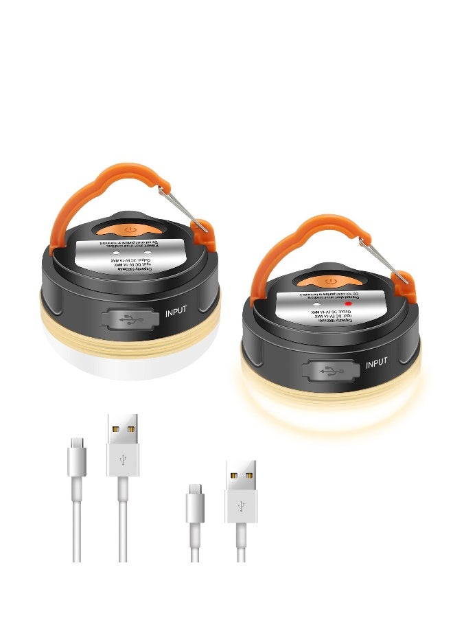 2 Pack Rechargeable LED Camping Lantern 3 Lighting Mode Power Bank Waterproof Magnetic Base Tent Emergency Light for Camping - Image 1