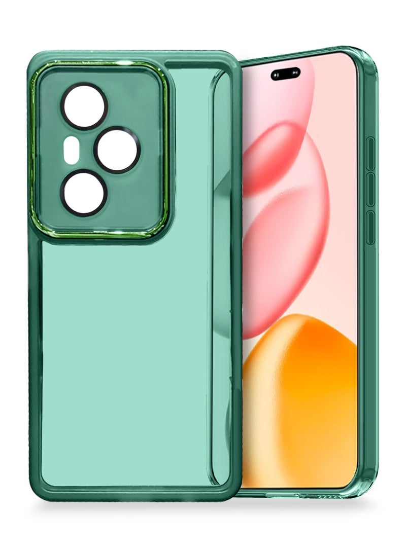 Wtech Honor 400 Pro 5G 2025 Soft Transparent TPU Camera Lens Protection Silicone Ultra Thin Phone Stylish Electroplated Camera Border Back Case Cover - Dark Green - Image 1