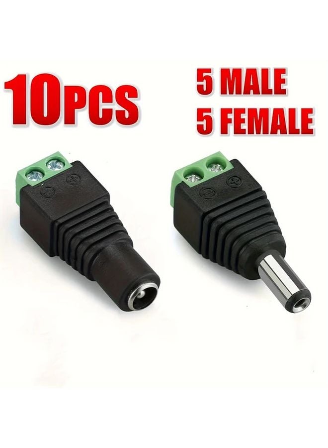 5pcs Female And 5pcs Male 12V DC Power Jack Adapter For CCTV Security Cameras LED - Image 1