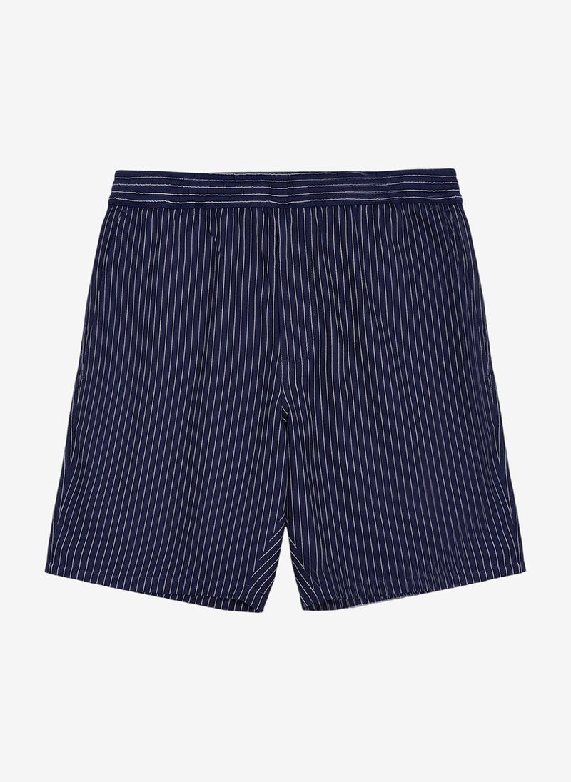 French Connection Twill Navy Blue Striped Shorts - Image 2