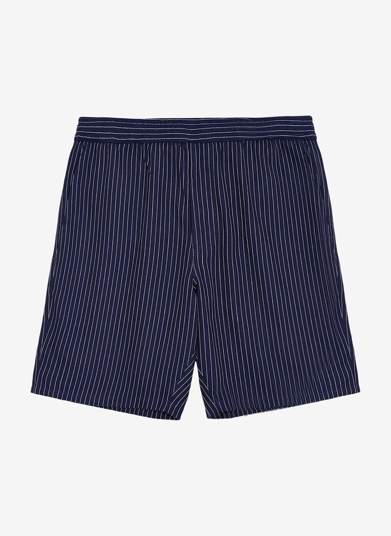 French Connection Twill Navy Blue Striped Shorts - Image 1