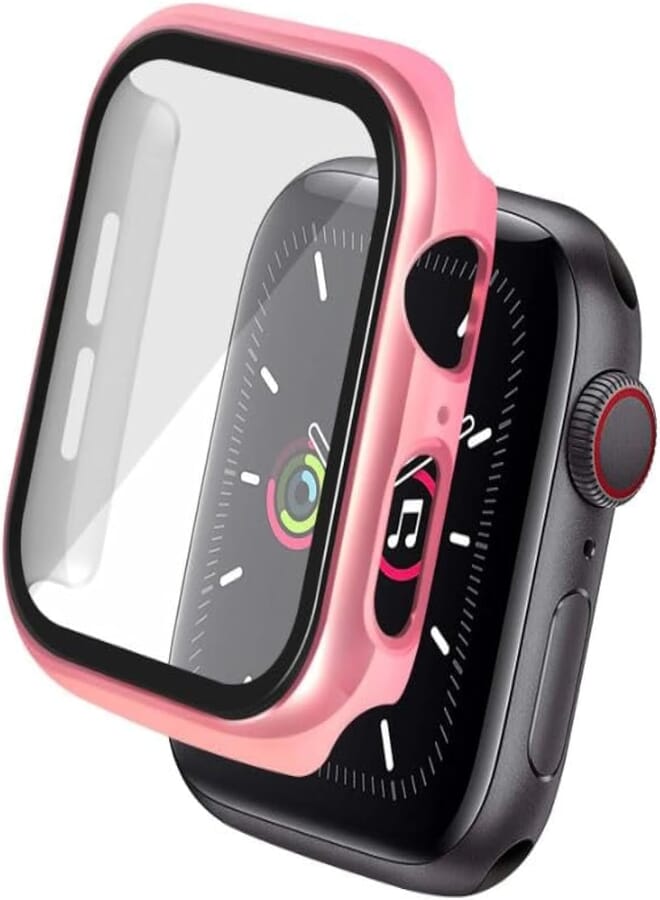 Next Next Store 360 Degree Protection Silicone Smart Watch Case with Black Edges Compatible with iWatch Series 4/5/6 40mm (Pink)