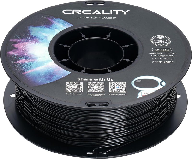 PETG Filament 1.75mm 3D Printer Filament, Upgraded PLA, 1kg Neatly Wound Spool, Dimensional Accuracy ±0.03mm, Fit for Ender, Bambu Lab, Anycubic, ELEGOO FDM Printers (Black) - Image 2