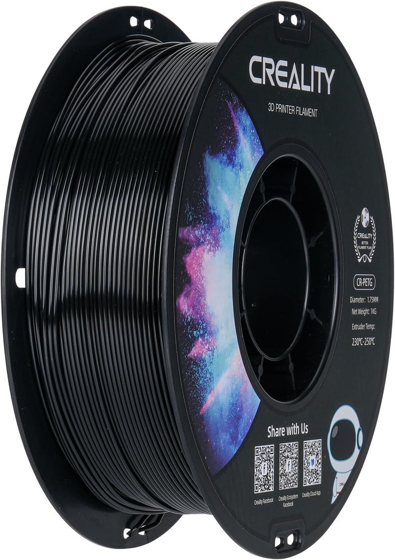 PETG Filament 1.75mm 3D Printer Filament, Upgraded PLA, 1kg Neatly Wound Spool, Dimensional Accuracy ±0.03mm, Fit for Ender, Bambu Lab, Anycubic, ELEGOO FDM Printers (Black) - Image 1