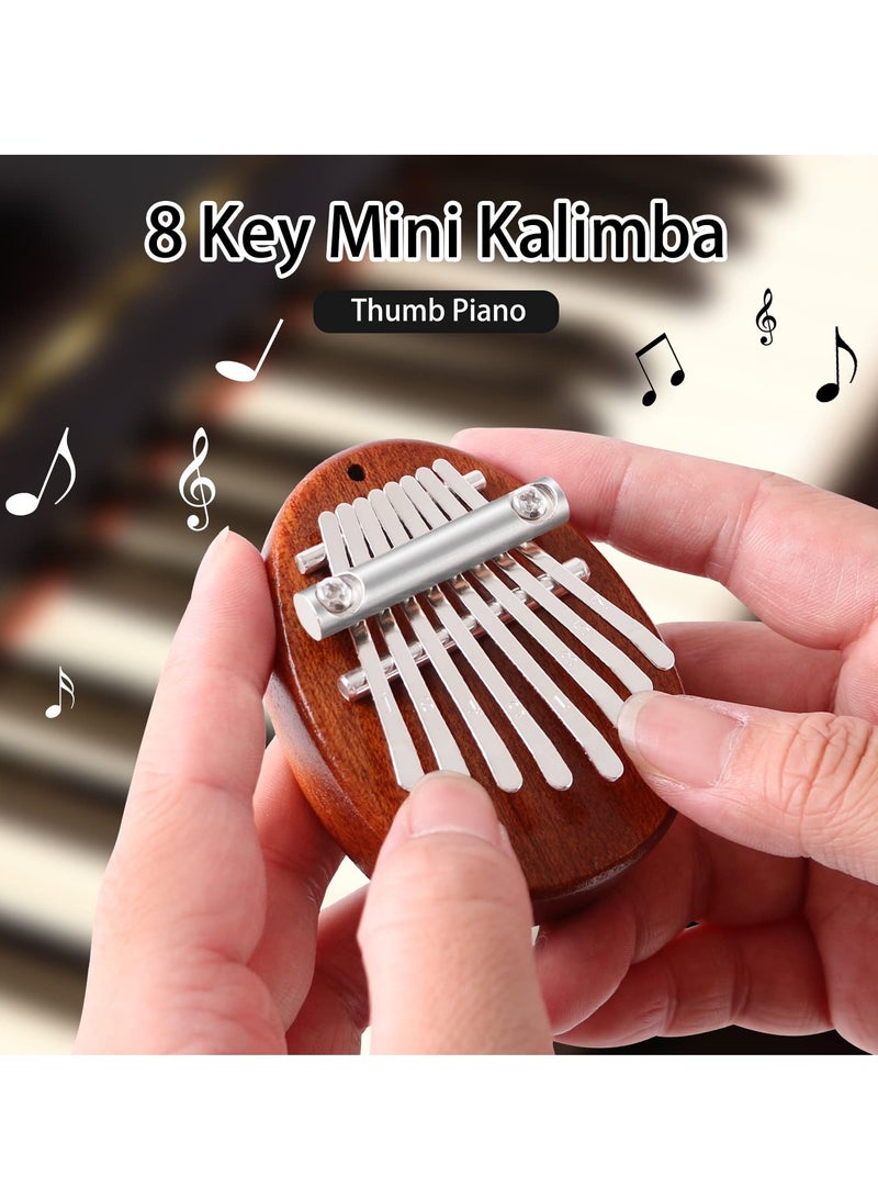 Generic Mini Thumb Piano 8 Keys Wooden Finger Piano With Lanyard, Musical Instrument, Gift For Valentine's Day, Perfect For Adult Beginners & Music Lovers  - Image 1