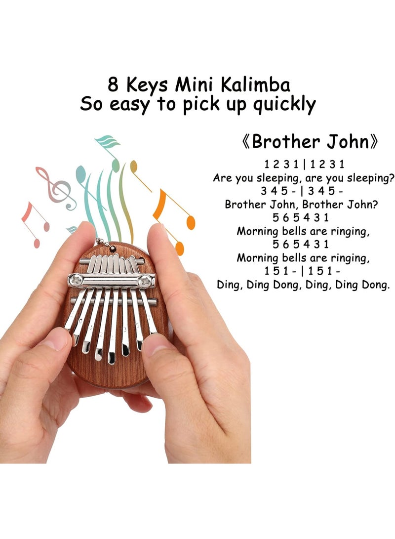 Generic Mini Thumb Piano 8 Keys Wooden Finger Piano With Lanyard, Musical Instrument, Gift For Valentine's Day, Perfect For Adult Beginners & Music Lovers  - Image 2