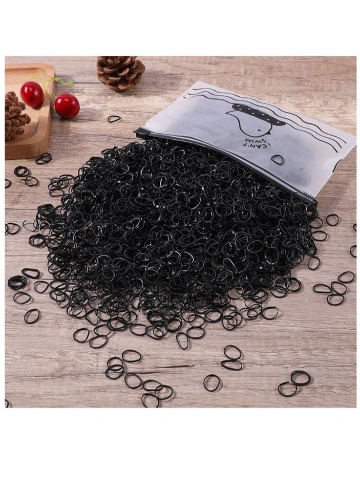 1000pcs Black Mini Disposable Elastic Hair Ties With 1.2 cm Diameter, Suitable For Daily Hair Styling - Image 1