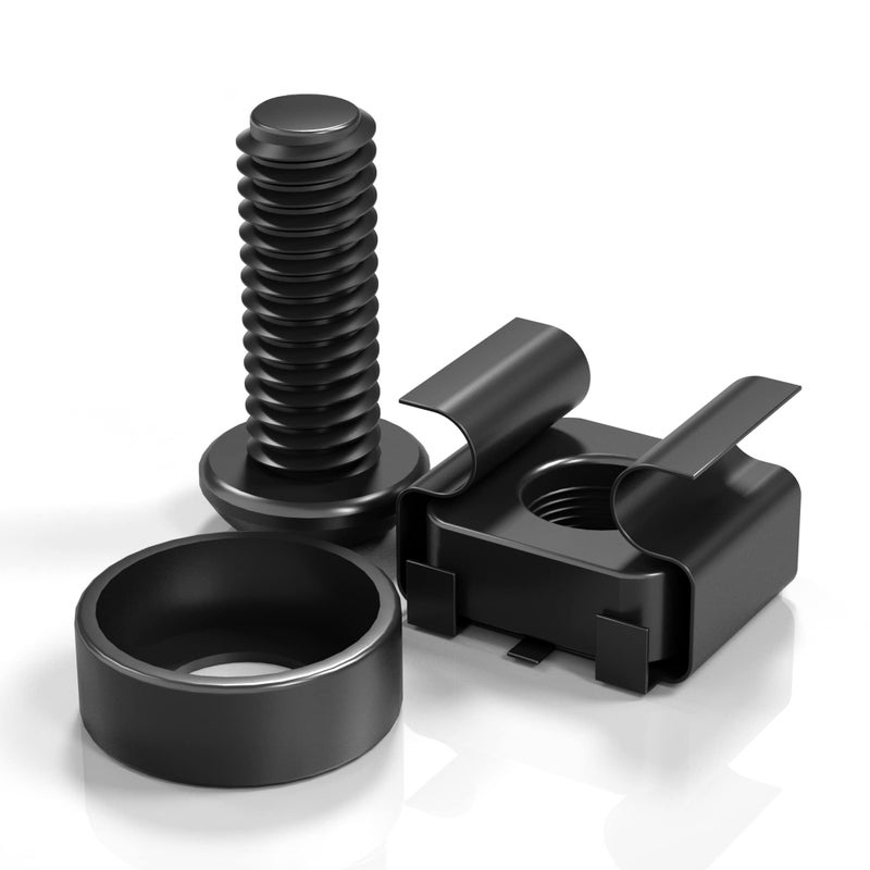 XOOL 50 PACK M6 x 16mm Rack Mount Cage Nuts, Screws and Washers for Rack Mount Server Cabinet, Rack Mount Server Shelves, Routers, Rack Mount Screws and Square Insert Nuts, Self-Locking Cable Ties for Free - Image 1