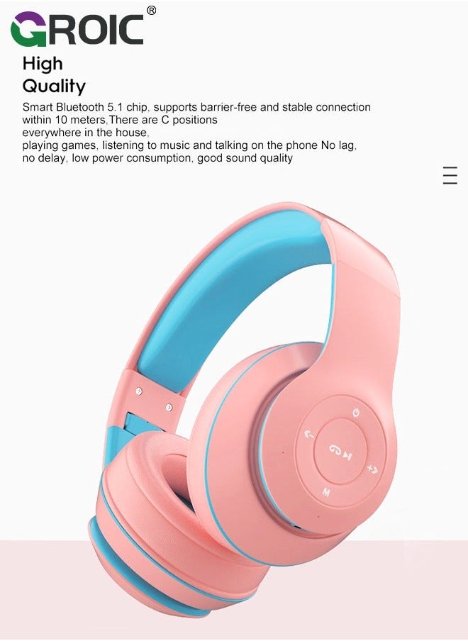 GROIC - Wireless Gaming Headset, Bluetooth Headphones BT5.1 Connection, Soft Ear Cushions, Game Headset for Desktop Laptop with Folding Design, Rechargeable Battery - Image 1