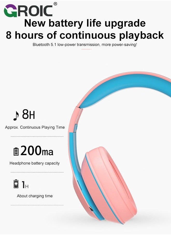 GROIC - Wireless Gaming Headset, Bluetooth Headphones BT5.1 Connection, Soft Ear Cushions, Game Headset for Desktop Laptop with Folding Design, Rechargeable Battery - Image 1