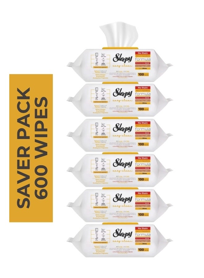 سليبي مناديل تنظيف الأسطح إيزي كلين من سليبي - رائحة الصابون الأبيض، عبوة اقتصادية مكونة من 6 قطع - Image 1