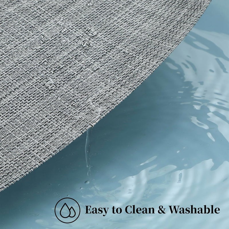 Kienlix Linen Grey Placemats Set of 6 Heat Resistant NonSlip Place mats for Dining Table Washable Durable PVC Vinyl Woven Table Mats Linen Grey - Image 5