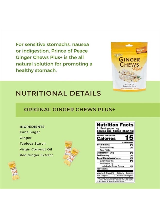 Prince Of Peace Ginger Chew Plus+ Original, 3 oz. Bag – Digestive Aid, Relief, Healthy Candy, Stomach Aid - Image 4