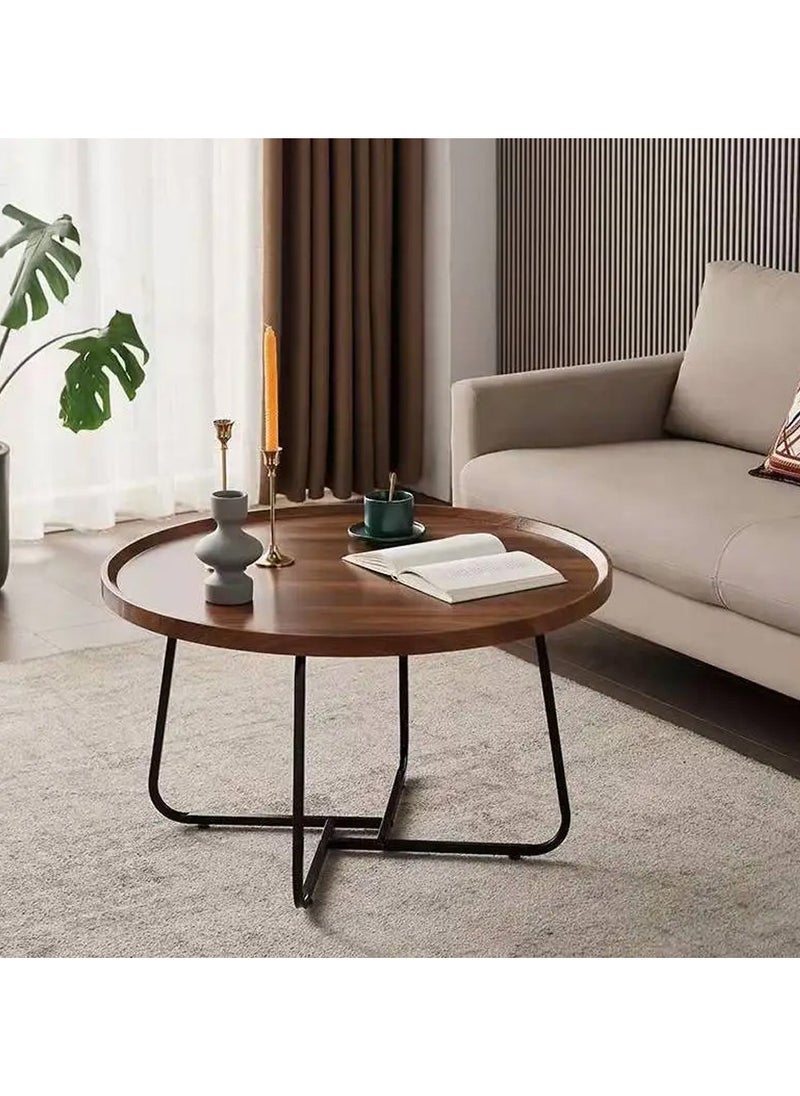 DubaiGallery - Coffee Table Set of 2 Stackable MDF Top Side Table Round Set Table Combination Small Set Table Set Industrial Style Side Table Round for Living Room, Balcony - Image 1
