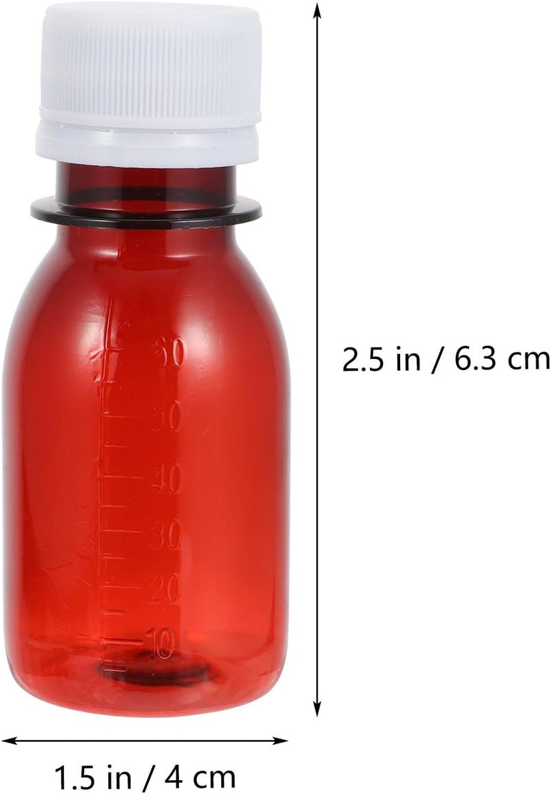 STOBAZA 20pcs 60ml Pet Graduated Laboratory Reagent Bottles Set with White Dropper Caps, Includes 10 Amber and 10 Leak-proof Plastic Chemical Media Bottles for Scientific Use - Image 2